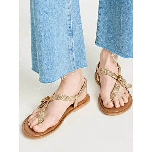 See by Chloe Women's Nola Gold Braided Strap Thong Sandals Size 37 (MSRP $325) - Picture 2 of 10